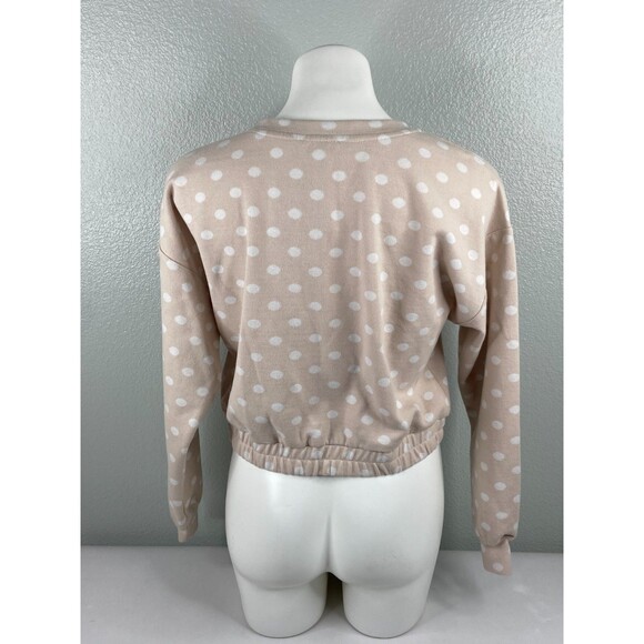 By The River Women Large Polka Dot Sweatshirt Cropped Faded Pink Casual NWT - Picture 5 of 9